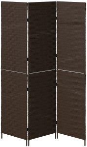 vidaXL Przesłona Pokoju 3 Panele Składana Brązowa 146x180 cm z Polirattanu 4