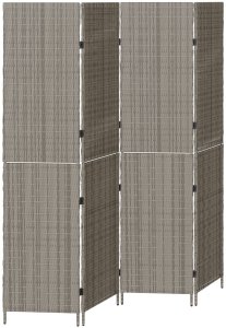 vidaXL Przegroda Pokojowa 4 Panele Składana Szara 195x180 cm Polirattan 2