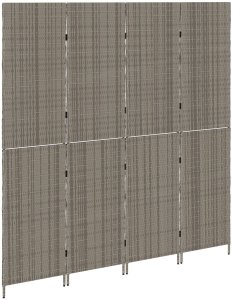 vidaXL Przegroda Pokojowa 4 Panele Składana Szara 195x180 cm Polirattan 5