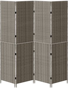 vidaXL Przegroda Pokojowa 4 Panele Składana Szara 195x180 cm Polirattan 6