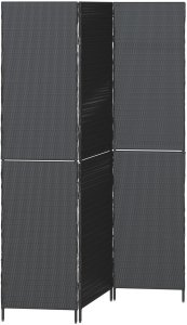 vidaXL Przesłona Pokojowa 3 Panele Składana Czarna 146x180 cm Poli Rattan 2