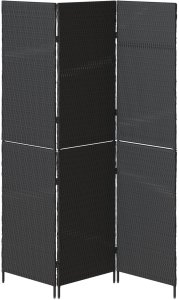 vidaXL Przesłona Pokojowa 3 Panele Składana Czarna 146x180 cm Poli Rattan 5