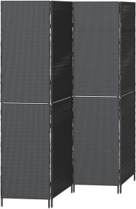 vidaXL Dzielnik pokoju 4 panele składany czarny 195x180 cm z polirattanu 2