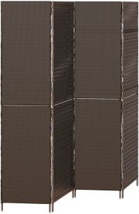 vidaXL VidaXL Przegroda Pokojowa 4 Panele Składana Brązowa 195x180 cm z Polirattanu 2