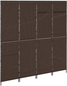 vidaXL VidaXL Przegroda Pokojowa 4 Panele Składana Brązowa 195x180 cm z Polirattanu 4