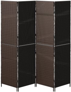 vidaXL VidaXL Przegroda Pokojowa 4 Panele Składana Brązowa 195x180 cm z Polirattanu 5