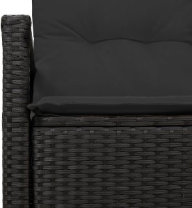 vidaXL 2-osobowa sofa ogrodowa z poduszkami czarna z polirattanu 6