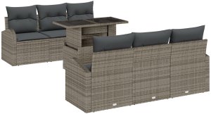 Zestaw sof ogrodowych Zestaw 7 Brązowy, Szary 2