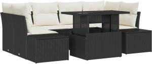 Zestaw Sof Ogrodowych Zestaw 7 Czarny i Kremowy 2