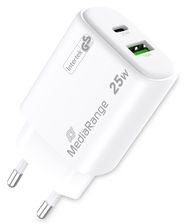 MediaRange MRMA112-2 ładowarka do urządzeń przenośnych Smartfon, Tablet Biały Prąd przemienny Szybkie ładowanie Wewnętrzna 5
