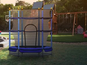 TRAMPOLINA OGRODOWA DUŻA STABILNA DLA DZIECI DO DOMU Z SIATKĄ 138 x 160 CM 6
