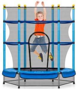 TRAMPOLINA OGRODOWA DUŻA STABILNA DLA DZIECI DO DOMU Z SIATKĄ 138 x 160 CM 9