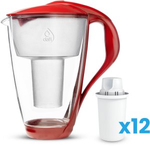 ZESTAW szklany dzbanek Dafi CRYSTAL LED 2 l makowy + 12 wkładów Classic 1