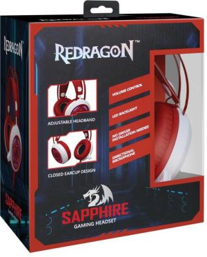 Słuchawki Redragon Sapphire Czerwone (QMRGM06EGB00) 4