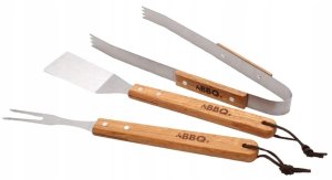 Koopman Zestaw akcesoriów do grilla 3w1 - Stainless steel z drewnianą rączką 2