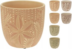 Doniczka ceramiczna z ornamentem etnicznym 13,5x12,5cm Dekoracyjna osłonka 2