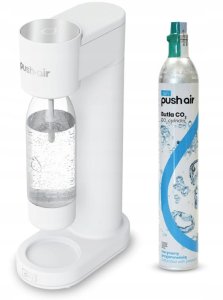 Saturator Dafi PushAir + butelka + gaz Biało-srebrny 2