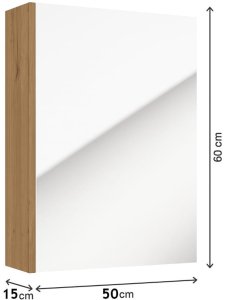 Szafka łazenkowa z lustrem 60x50x15cm wisząca wąska dąb craft Salsa 2