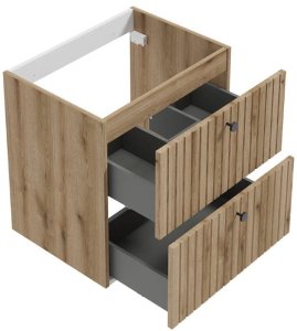 Komplet mebli łazienkowych - szafka z umywalką 60, bateria czarna, słupek i lustro Rietti 2