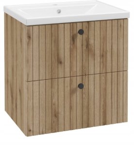 Komplet mebli łazienkowych - szafka z umywalką 60, bateria czarna, słupek i lustro Rietti 4