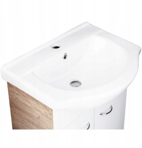 Deftrans Szafka łazienkowa z umywalką stojąca dąb 50x86 Tim z baterią chrom wydłużoną 7