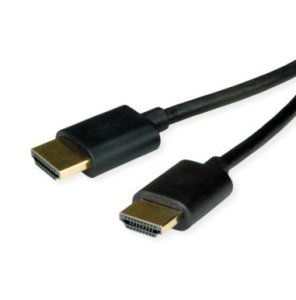 ROLINE Kabel HDMI High Speed + Ethernet, Ultra Slim, M/M, czarny, 2 m 1