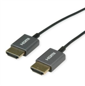 ROLINE Kabel HDMI 4K (3840 x 2160) Ultra HD + Ethernet, M/M, koncentryczny, ultrasmukły, czarny, 2 m 1