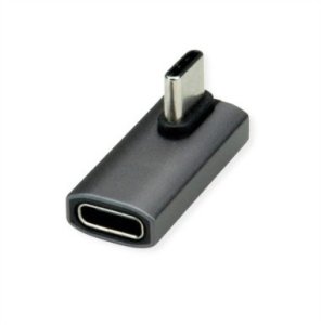 Adapter ROLINE, USB4 Gen 3x2, aluminiowy, obracany o 90°, typ C, M/F, srebrny 1