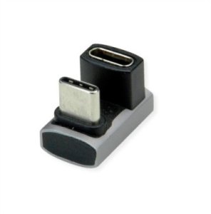 Adapter ROLINE, USB4 Gen 3x2, aluminium, 360°, typ C, M/F, srebrny 1