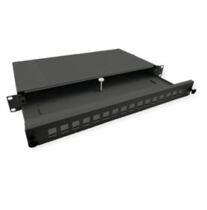 Patch panel światłowodowy ROLINE 19 1U, na 16 Keystone'ów, czarny 1