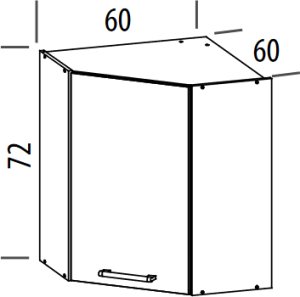 Szafka górna narożna kuchenna rogowa wisząca MODENA MD10/G60NW biały połysk 2