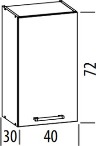 Szafka górna kuchenna jednodrzwiowa wisząca MODENA MD3/G40 biały połysk 2