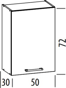 Szafka górna kuchenna jednodrzwiowa wisząca MODENA MD5/G50 biały połysk 2