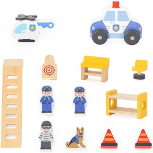 Masterkidz VIGA Drewniany Komisariat Policji Radiowóz 3 poziomy 14 el 2