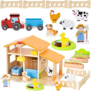 VIGA Drewniana Farma Dom Farmera Z Ogródkiem I Traktorem 21 el 1