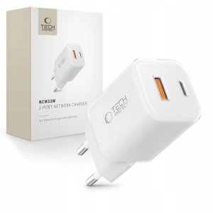 TECH-PROTECT NCM33W 2-PORT NETWORK CHARGER PD33W/QC3.0 WHITE 1