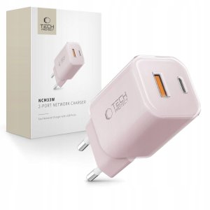 TECH-PROTECT NCM33W 2-PORT NETWORK CHARGER PD33W/QC3.0 BABY PINK 1