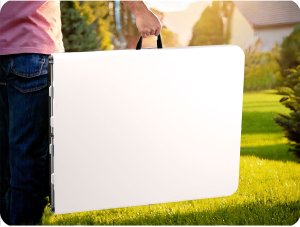 Zestaw cateringowy ogrodowy składany stół + 2 ławki 180 cm Plonos biały 12