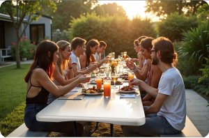 Zestaw cateringowy ogrodowy składany stół + 2 ławki 180 cm Plonos biały 14