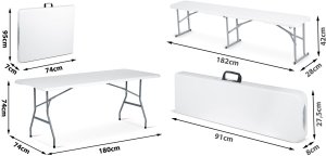 Zestaw cateringowy ogrodowy składany stół + 2 ławki 180 cm Plonos biały 8
