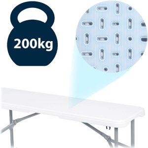 Zestaw cateringowy ogrodowy składany stół + 2 ławki 180 cm Plonos biały 9