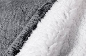 Ponczo telewizyjne z kapturem Hoodie szare - kocobluza z futerkiem, ciepłe, długi rękaw, duża kieszeń 2