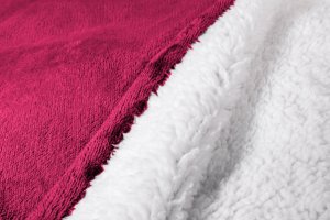 Ponczo telewizyjne z kapturem Hoodie bordo - kocobluza z futerkiem, ciepłe, długi rękaw, duża kieszeń 3