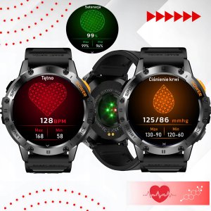 SMARTWATCH Zegarek Męski LATARKA Ciśnieniomierz ROZMOWY 530mAH AMOLED IP68 5