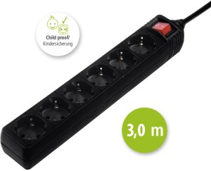 Hama Power Strip  6 rozetes  3 m  melna - Pagarinatajs 2
