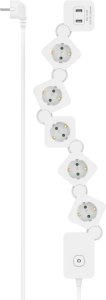 Hama Power Strip  5 ligzdas  USB  12 W  elastigs  1.4 m - Pagarinatajs 1