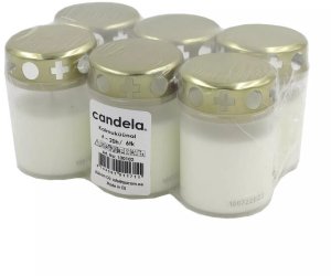 Kapu sveces ar vaciniem 6 gab. komplekts  degsanas ilgums ~20h  baltas 4744561011711 2