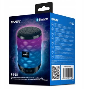 SVEN PS-55  black  power output 5W (RMS)  TWS  Bluetooth  FM  USB  microSD  lithium battery  SV-021146 6