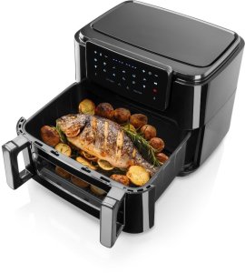 Frytkownica beztłuszczowa Haeger AF-D10.010A Super Cook Urządzenie do gotowania na gorącym powietrzu 10L ( 2 x 5L ) 2600W 2