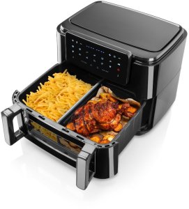Frytkownica beztłuszczowa Haeger AF-D10.010A Super Cook Urządzenie do gotowania na gorącym powietrzu 10L ( 2 x 5L ) 2600W 3